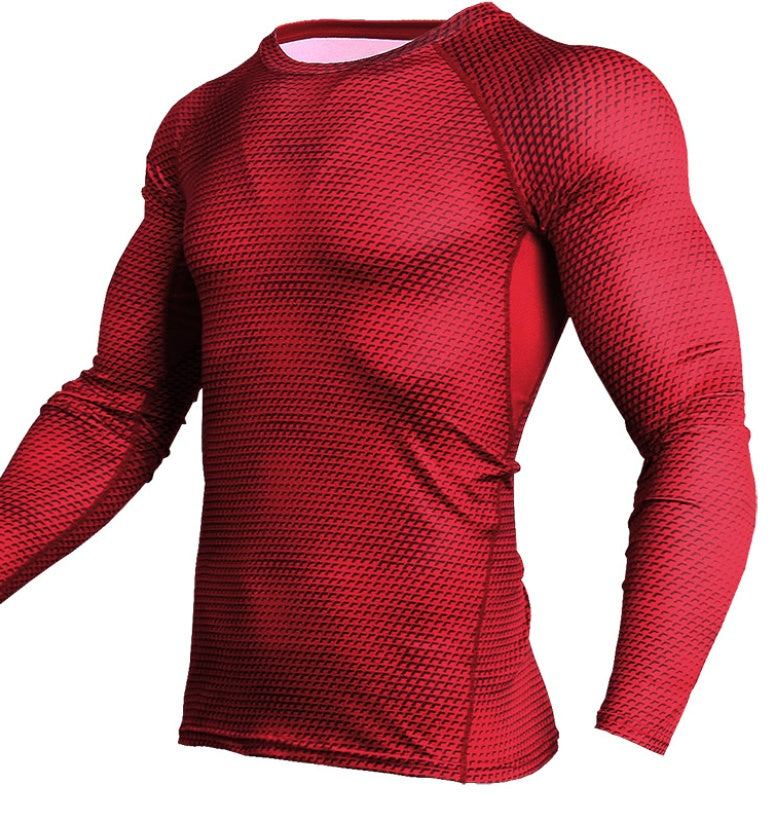 Compression Chemise Hommes Gym Shirt de Course À Séchage Rapide Respirant Remise En Forme Sport Shirt de Sport Formation Sport Serré Rashguard Mâle