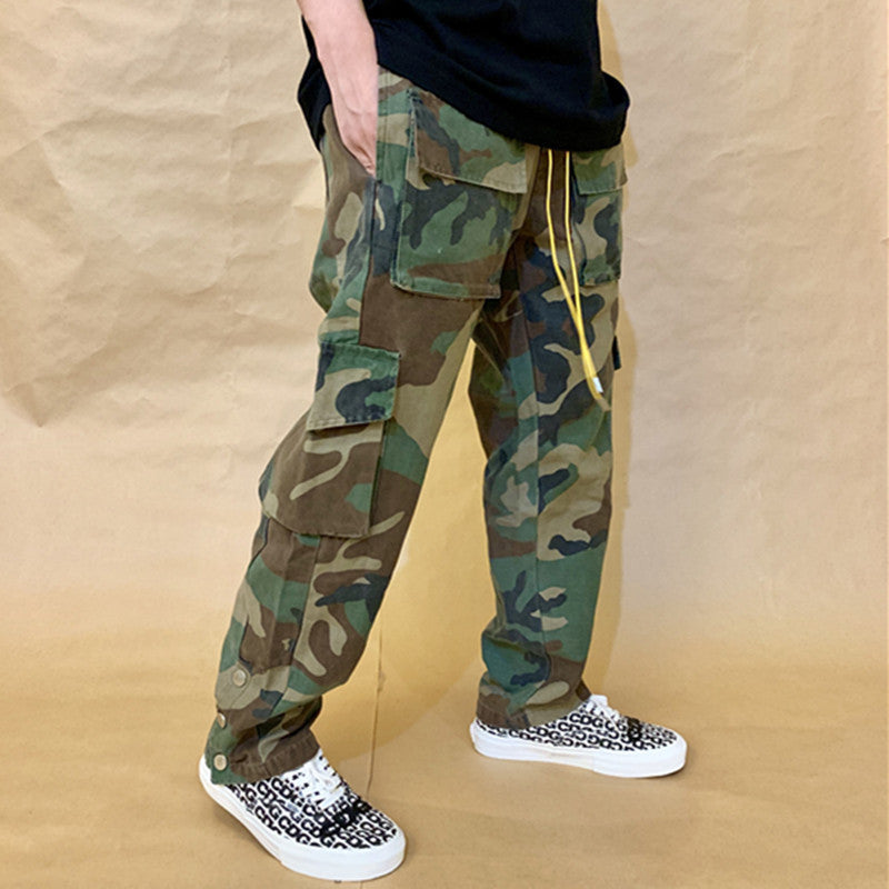 Washed And Distressed Military Cargo Pants