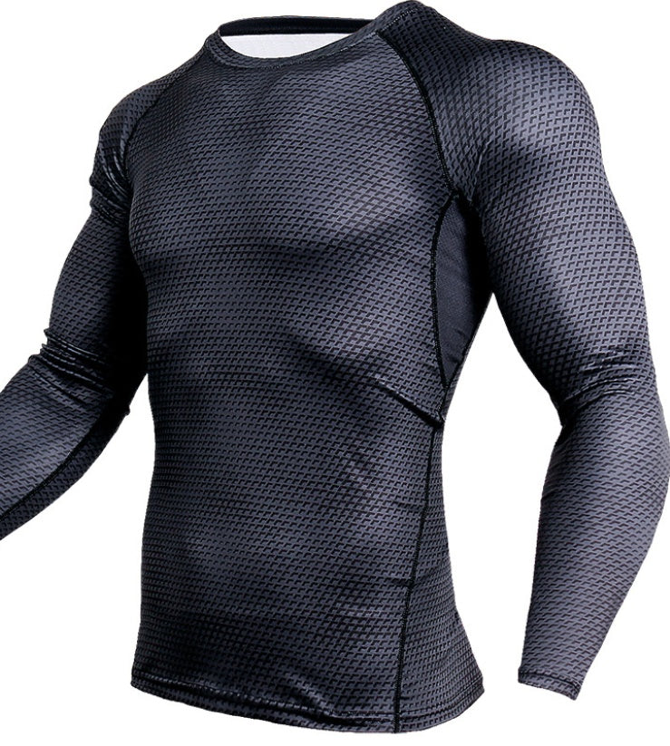 Compression Chemise Hommes Gym Shirt de Course À Séchage Rapide Respirant Remise En Forme Sport Shirt de Sport Formation Sport Serré Rashguard Mâle