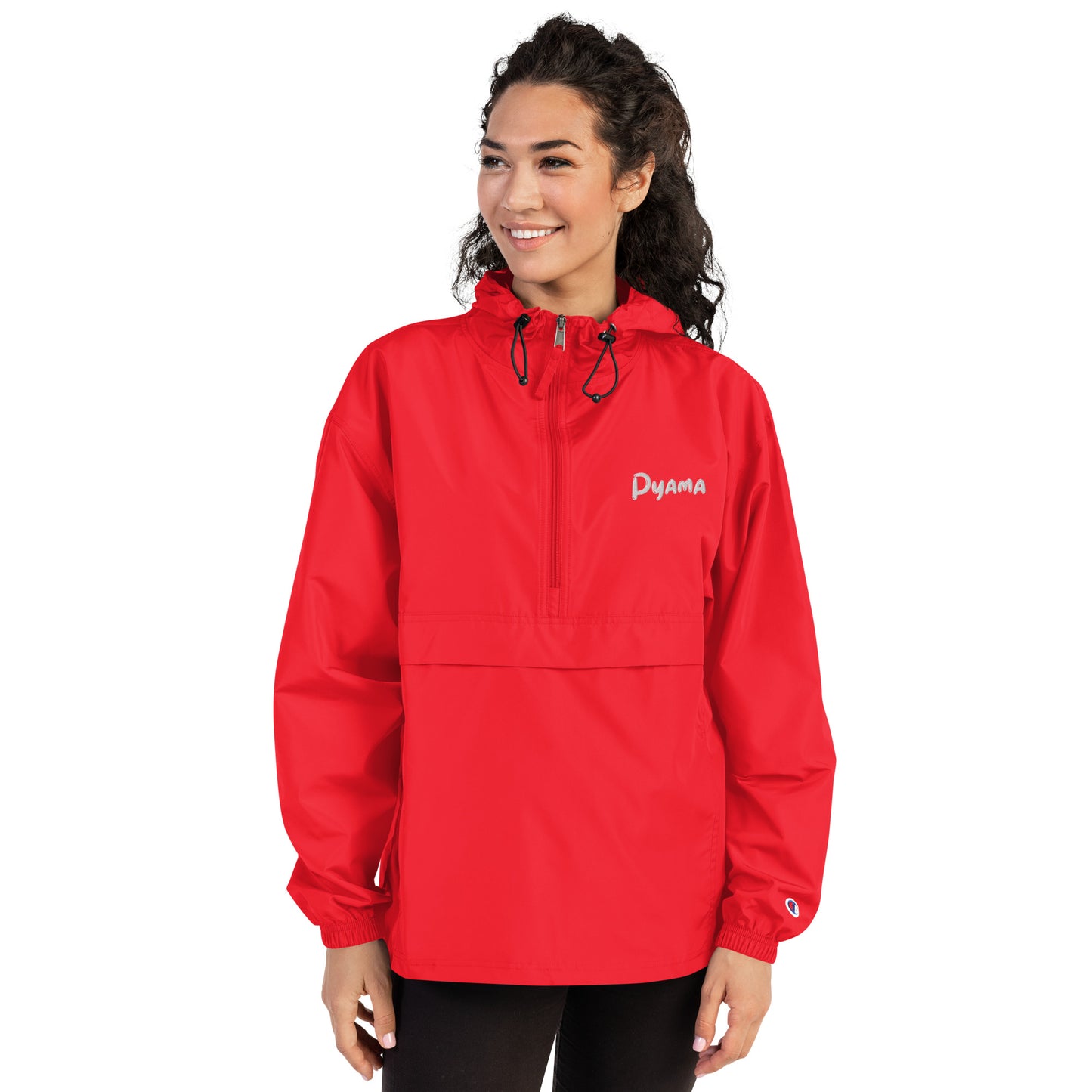 Embroidered Champion Packable Jacket PYAMA Red