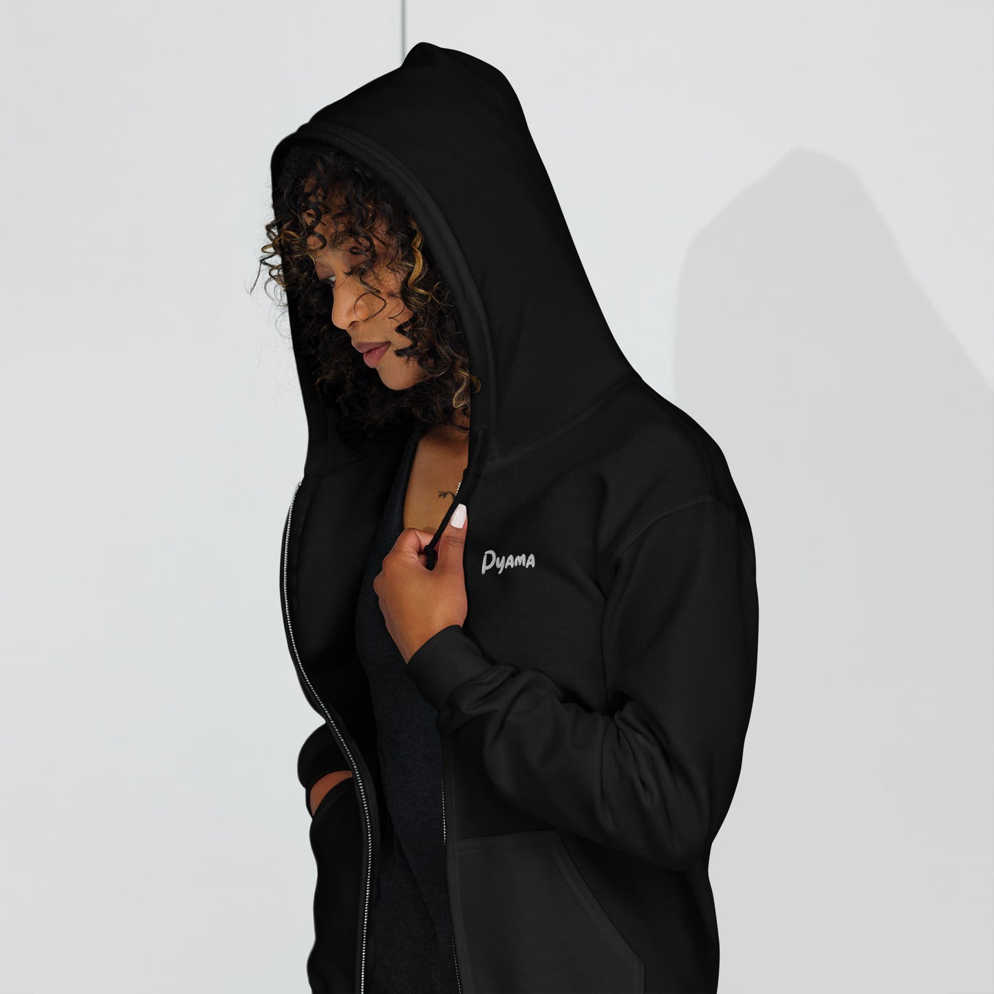 Unisex heavy blend zip hoodie. PYAMA Black