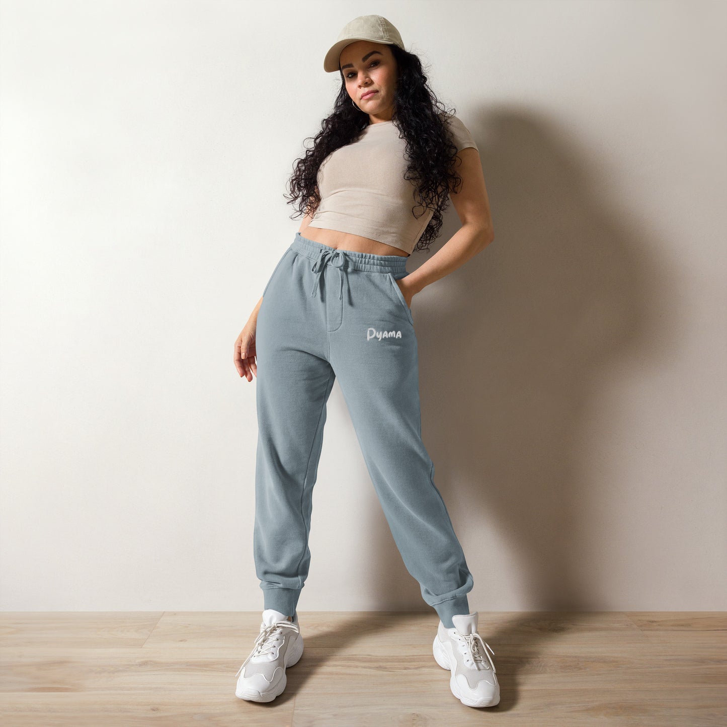 Unisex pigment-dyed sweatpants. PYAMA Dirt Blue