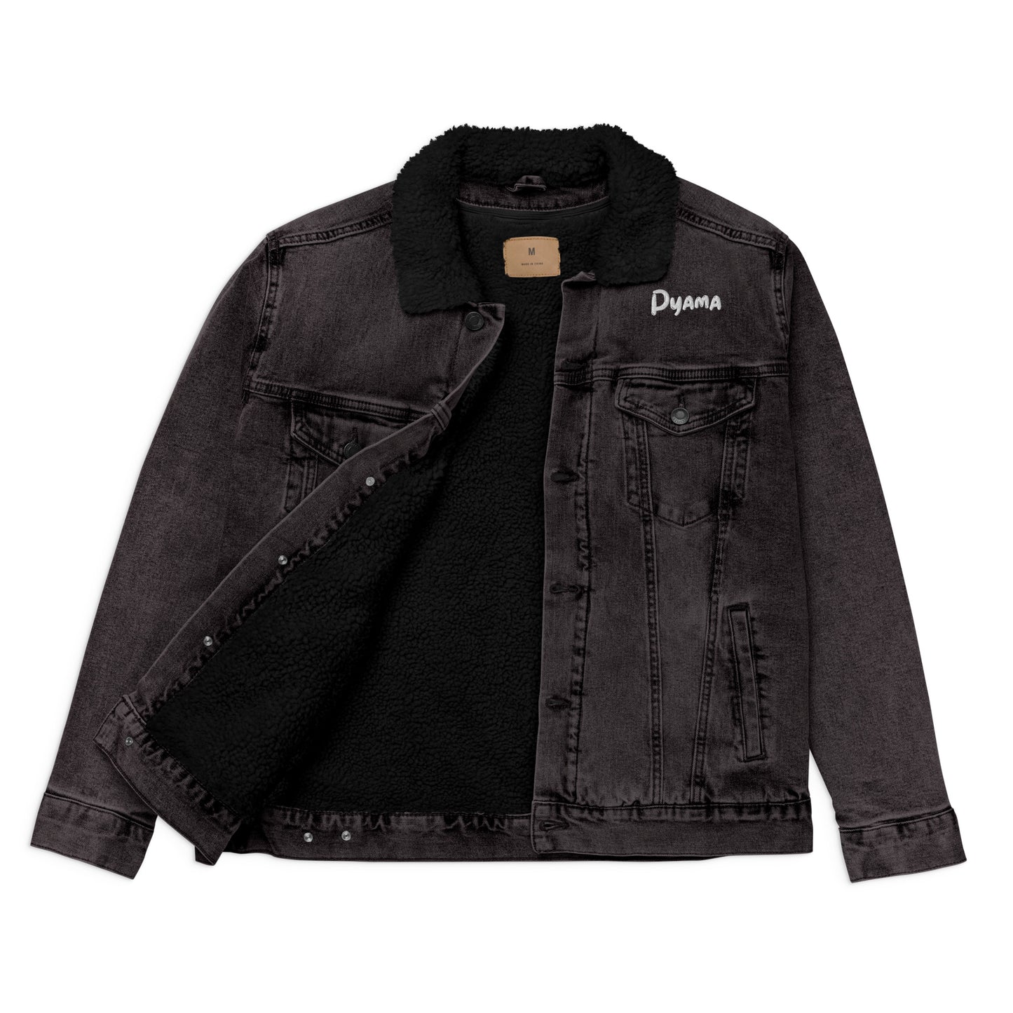 Unisex denim sherpa jacket. PYAMA Black