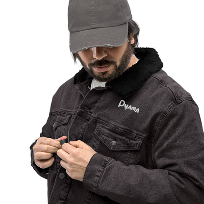 Unisex denim sherpa jacket. PYAMA Black