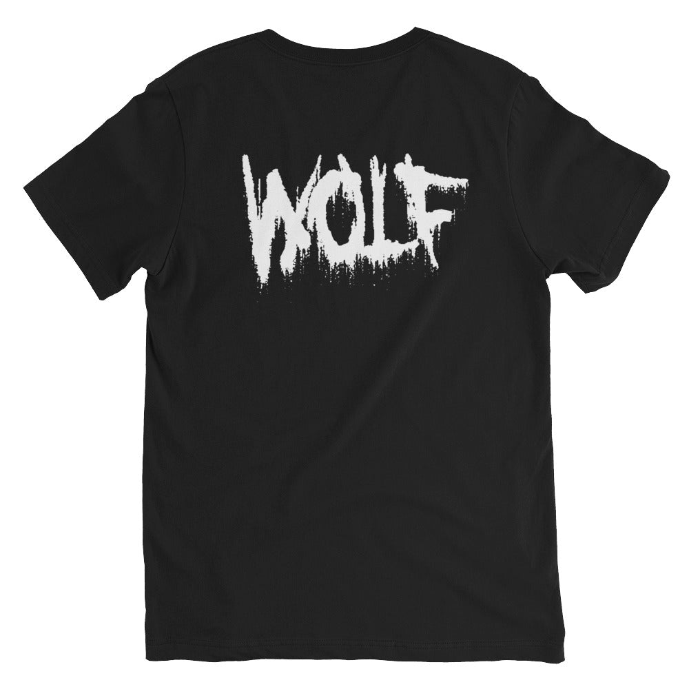 PYAMA Black WOLF Unisex Short Sleeve V-Neck T-Shirt