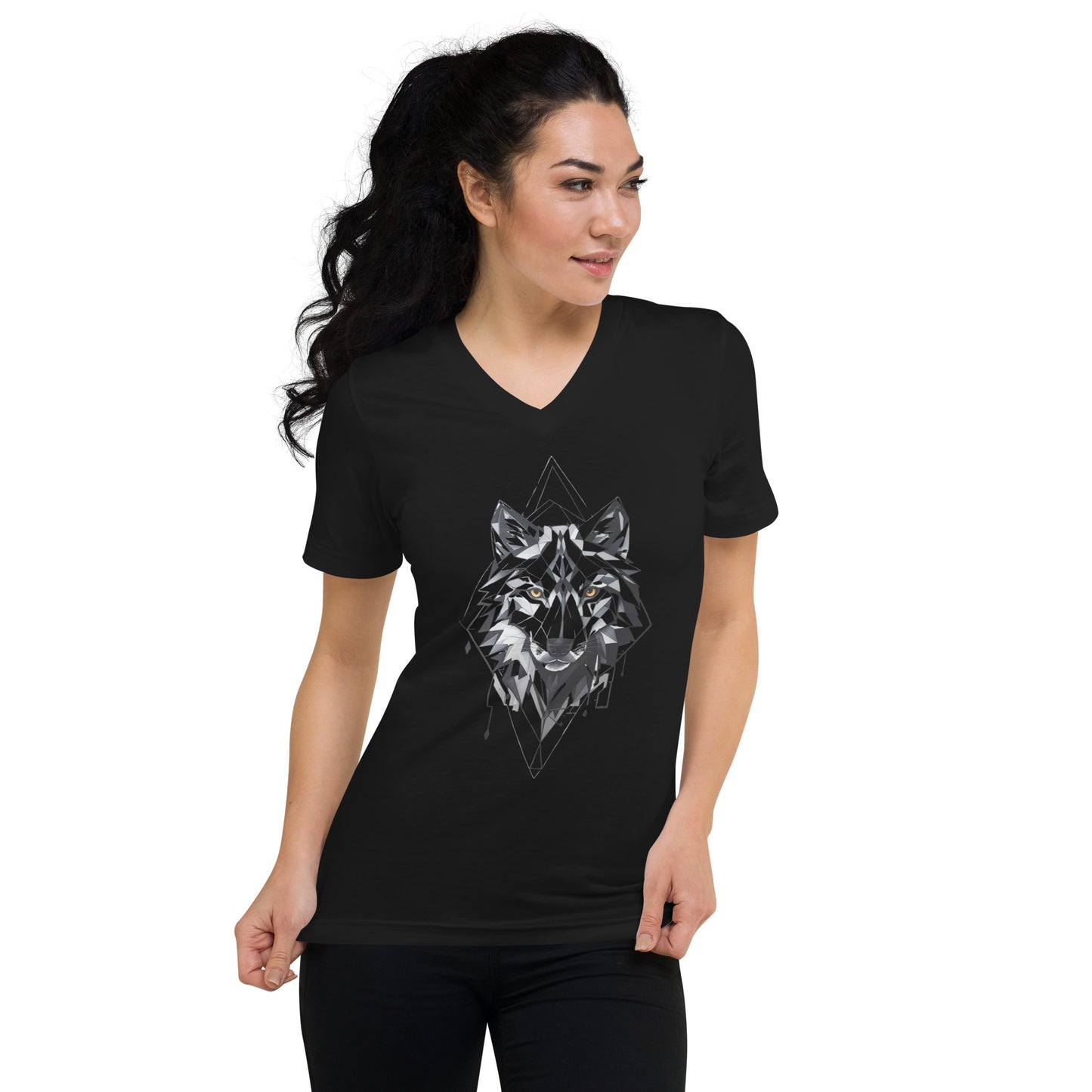 PYAMA Black WOLF Unisex Short Sleeve V-Neck T-Shirt