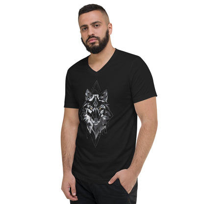 PYAMA Black WOLF Unisex Short Sleeve V-Neck T-Shirt